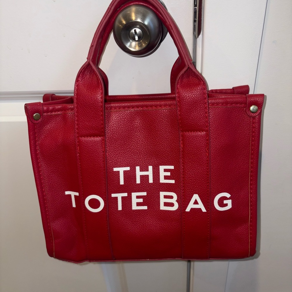 Vibrant Red Leather Tote with Minimalist Design